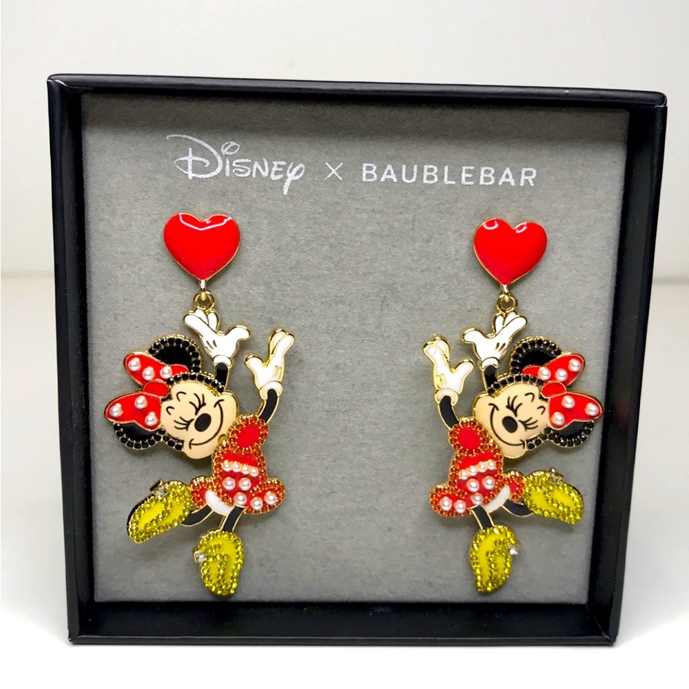 Disney Baublebar Minnie Mouse Dangly Pierced Earrings, Brand new in box